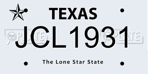 JCL1931 Texas License Plate