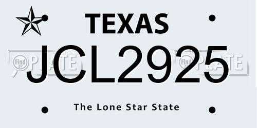 JCL2925 Texas License Plate
