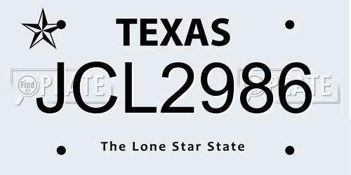 JCL2986 Texas License Plate