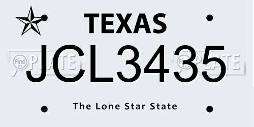 JCL3435 Texas License Plate