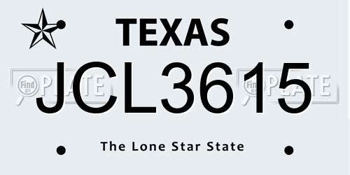 JCL3615 Texas License Plate