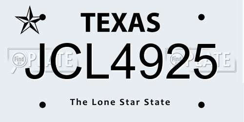 JCL4925 Texas License Plate