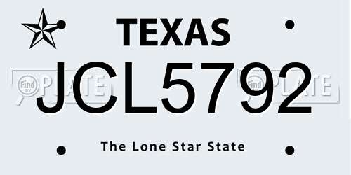 JCL5792 Texas License Plate