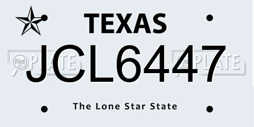 JCL6447 Texas License Plate