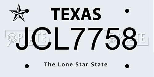 JCL7758 Texas License Plate