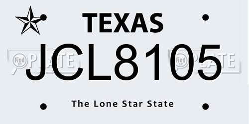 JCL8105 Texas License Plate