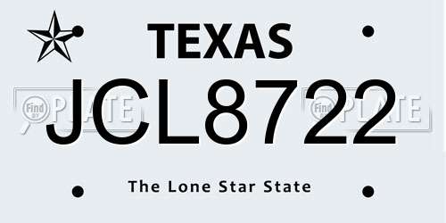 JCL8722 Texas License Plate