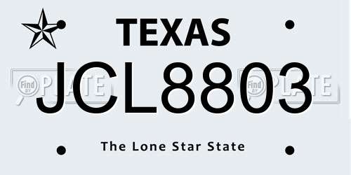 JCL8803 Texas License Plate