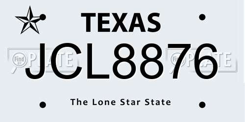 JCL8876 Texas License Plate