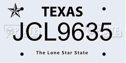 JCL9635 Texas License Plate