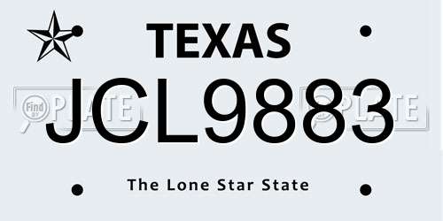 JCL9883 Texas License Plate