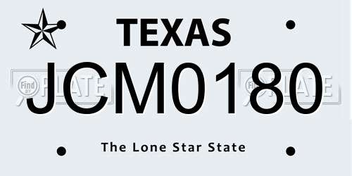 JCM0180 Texas License Plate