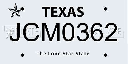 JCM0362 Texas License Plate