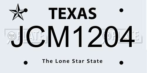 JCM1204 Texas License Plate