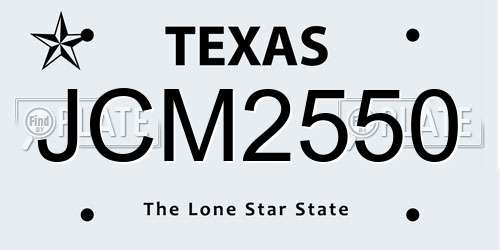 JCM2550 Texas License Plate