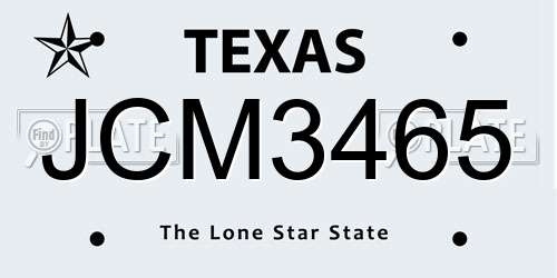 JCM3465 Texas License Plate
