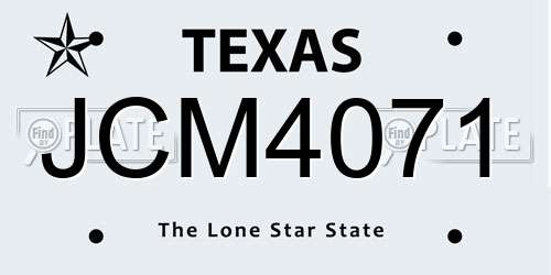 JCM4071 Texas License Plate