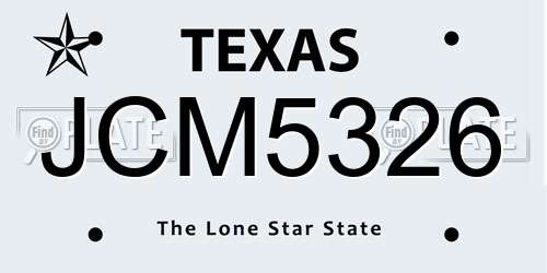 JCM5326 Texas License Plate