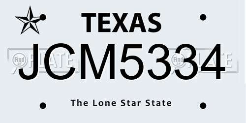 JCM5334 Texas License Plate