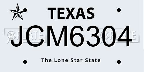 JCM6304 Texas License Plate