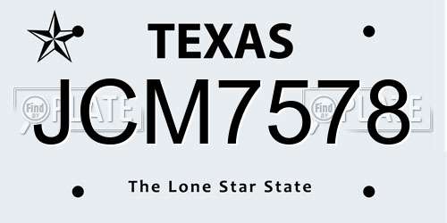 JCM7578 Texas License Plate