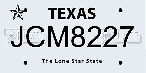 JCM8227 Texas License Plate