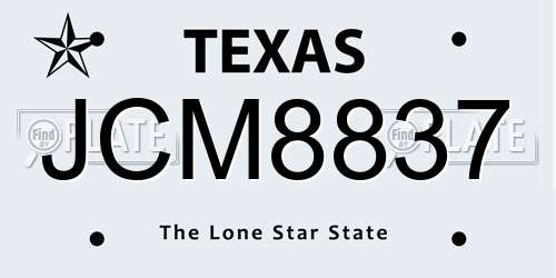 JCM8837 Texas License Plate
