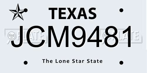 JCM9481 Texas License Plate