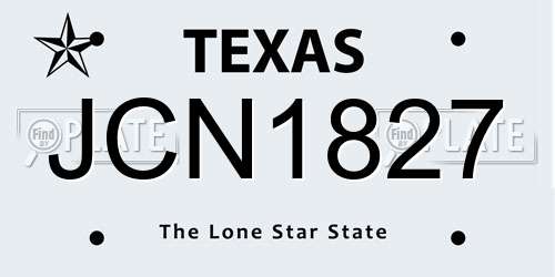 JCN1827 Texas License Plate