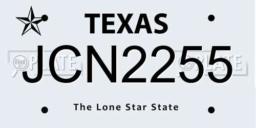 JCN2255 Texas License Plate