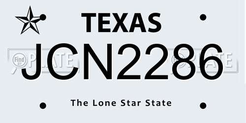 JCN2286 Texas License Plate