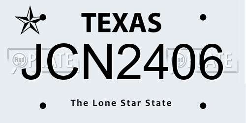 JCN2406 Texas License Plate