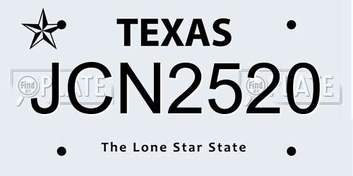 JCN2520 Texas License Plate
