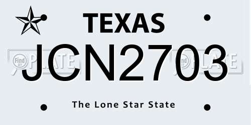 JCN2703 Texas License Plate