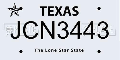 JCN3443 Texas License Plate