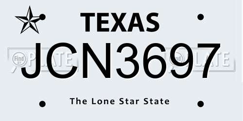 JCN3697 Texas License Plate