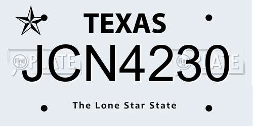 JCN4230 Texas License Plate