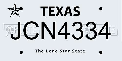 JCN4334 Texas License Plate