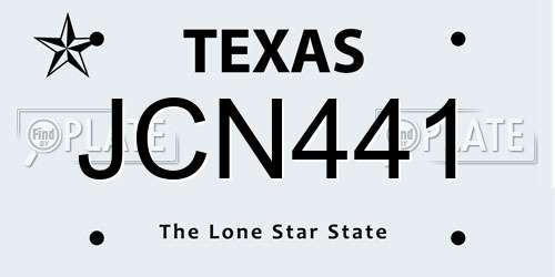 JCN441 Texas License Plate