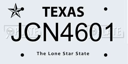 JCN4601 Texas License Plate