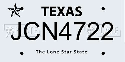JCN4722 Texas License Plate