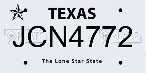 JCN4772 Texas License Plate