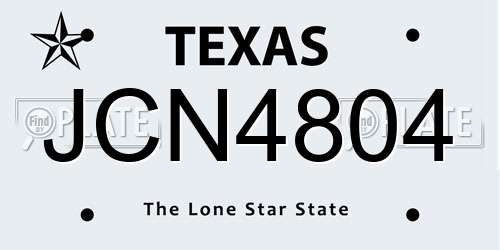JCN4804 Texas License Plate