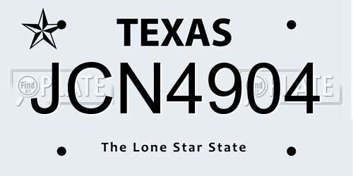 JCN4904 Texas License Plate