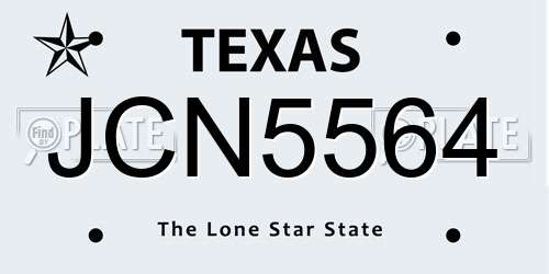 JCN5564 Texas License Plate