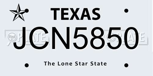 JCN5850 Texas License Plate