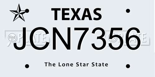 JCN7356 Texas License Plate