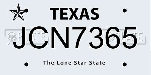 JCN7365 Texas License Plate