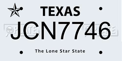 JCN7746 Texas License Plate