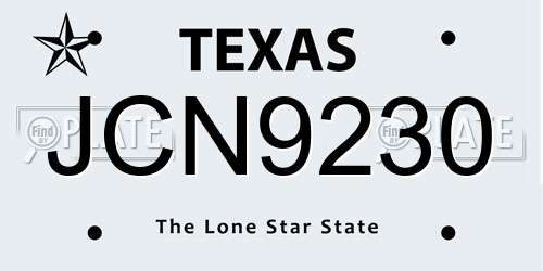 JCN9230 Texas License Plate